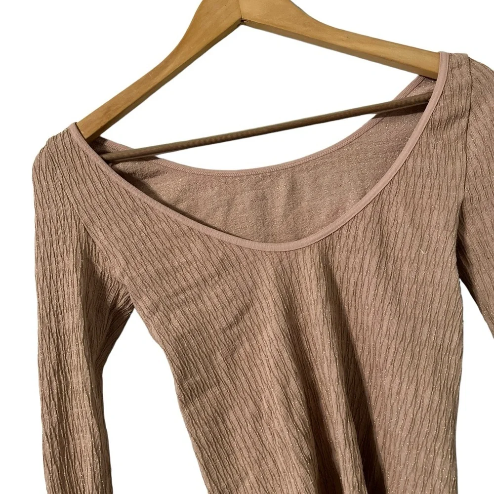 FREE PEOPLE Intimately Sprinkled In Gold Long Sleeve Bodysuit Top